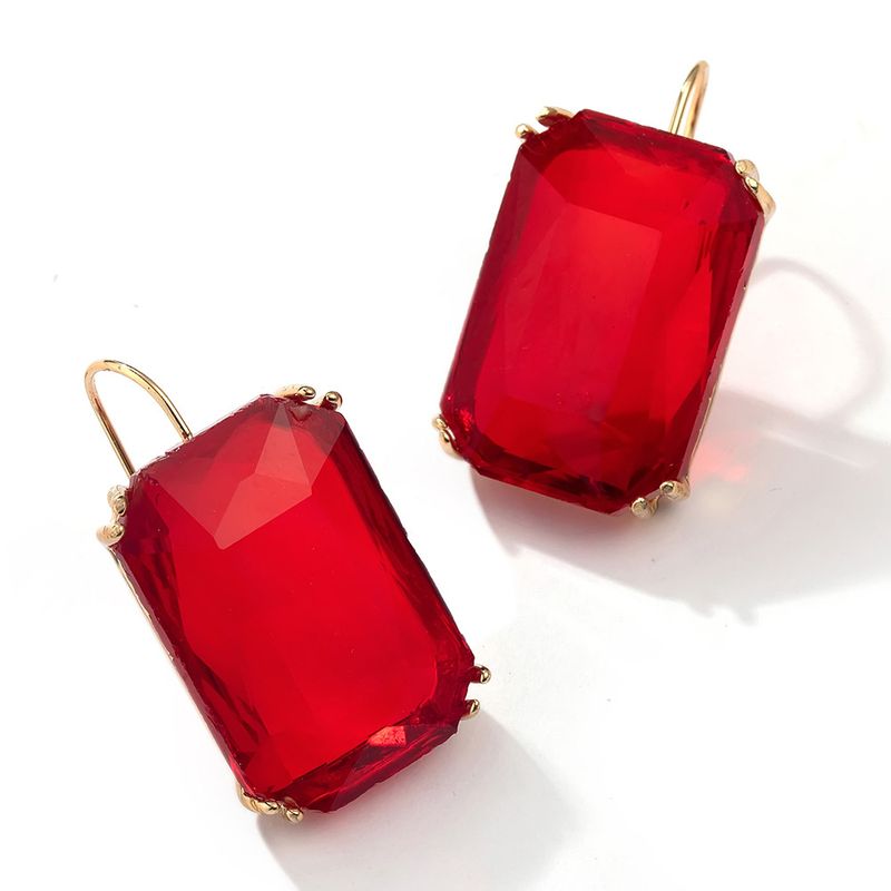 Orecchini grandi esagerati con ganci per orecchini in zircone cubico quadrato trasparente colorato_voghion.com