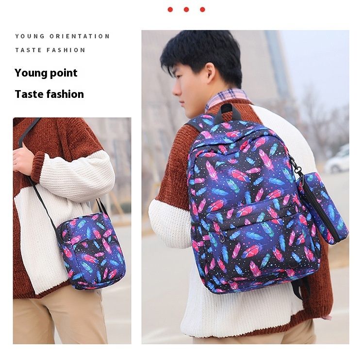 New Versatile Three Piece Set Backpack For Male And Female Students Travel And Leisure Backpack Large Capacity Printed Backpack_voghion.com