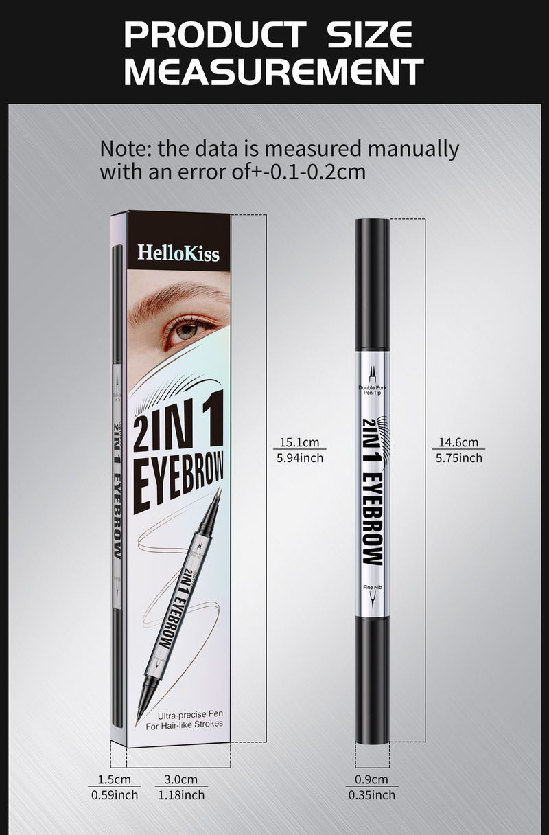 HelloKiss Natural Slim Brush Cross Wasserfester und schweißfester 2-in-1-Flüssigkeits-Augenbrauenstift mit Doppelkopf_voghion.com
