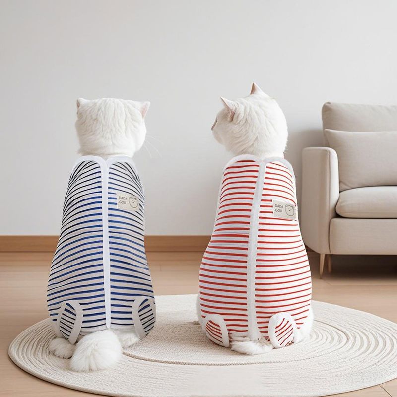 Vêtements post-partum pour animaux de compagnie, combinaison de stérilisation pour chat à 23 rayures, anti-léchage et sevrage chirurgical_voghion.com