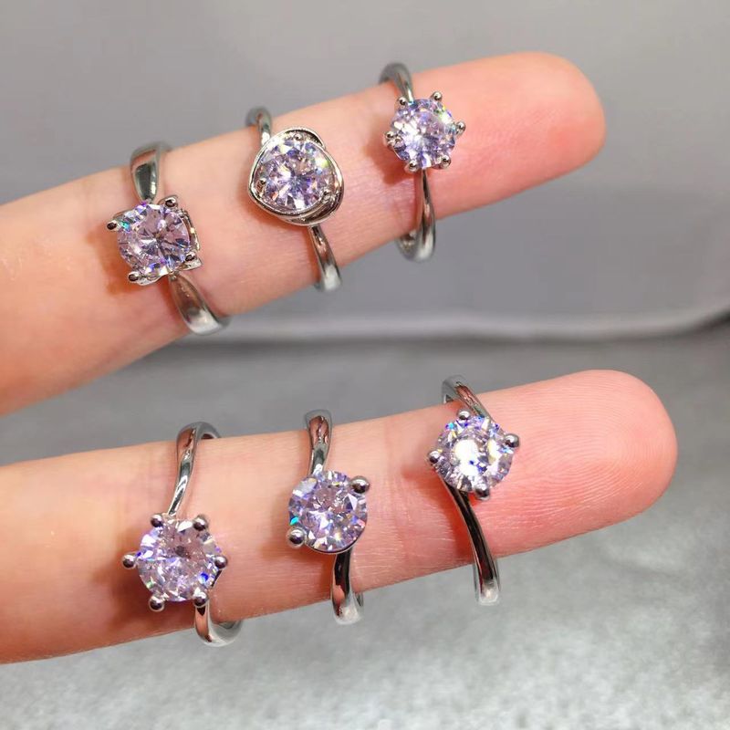 Anello da sposa con moissanite placcato argento e zircone aperto da donna_voghion.com