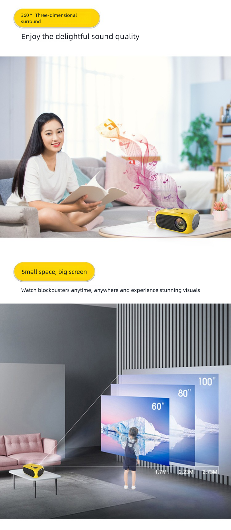 Proiettore per la prima infanzia portatile HD Qiangpu YG300 per la casa, piccolo e mini, per la vendita transfrontaliera all'estero_voghion.com