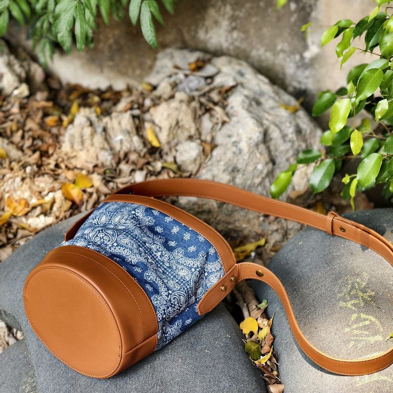 Nuova borsa a secchiello in pelle color-block in denim alla moda, stile europeo, borsa a tracolla creativa classica per le donne_voghion.com