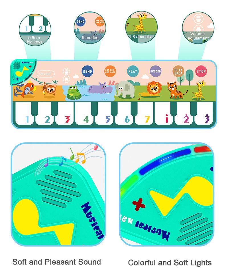 110x36cm Children's Music Piano Mat Fun Parent-child Dance Early Education Enlightenment Multifunctional Crawling Game M_voghion.com