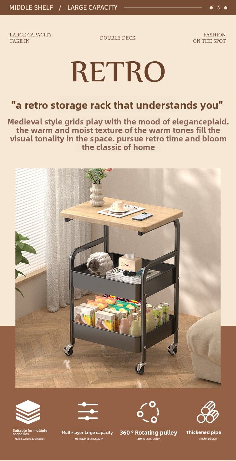 Chariot de style vintage, support à collations, meuble à café mobile pour salon, canapé, petite table de rangement_voghion.com