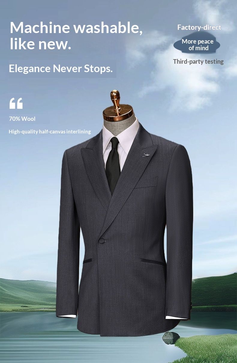 Completo da uomo in lana di alta qualità firmato Cove, completo casual da lavoro leggero e formale, lavabile in lavatrice_voghion.com