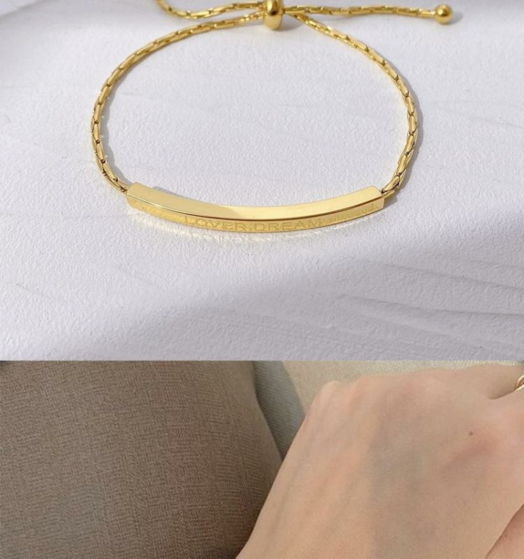 Bracciale in acciaio al titanio con lettere dorate, fatto a mano, alla moda, versatile, semplice, personalità, nicchia_voghion.com