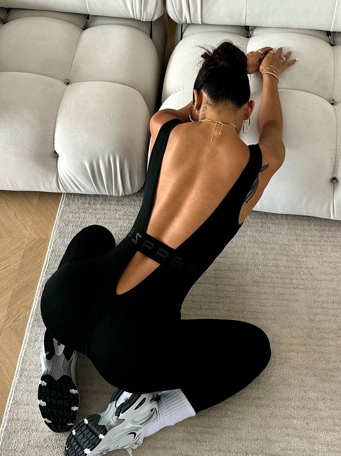Yoga One-Piece Bodysuit High Elastic Fitness Jumpsuit Long Pants Sleeveless Backless Seamless Running Pilates_voghion.com
