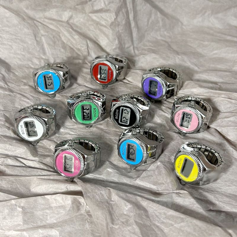 Ny Finger til Kvinder Mænd Mini Elastisk Rem Legering Ure Retro Elektronisk Digital Par Ur Ring Gave_voghion.com