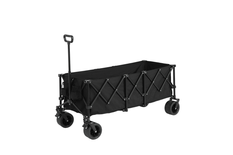 Chariot utilitaire pliable d'une capacité de 220 lb, chariot de jardin pliable robuste de 300 L, roues tout-terrain et porte-gobelets, noir_voghion.com