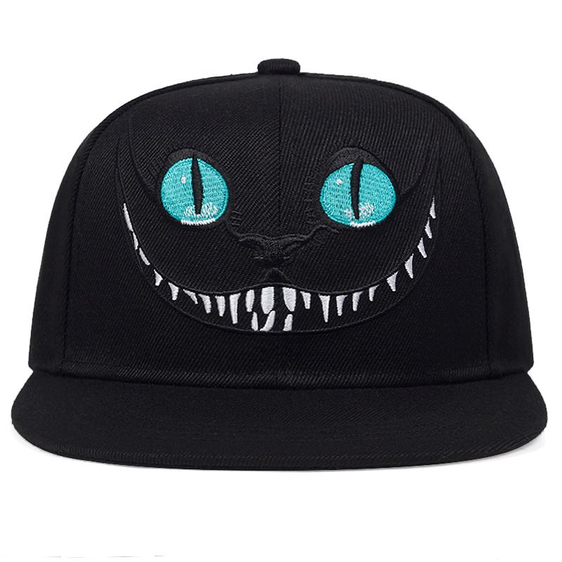 Cheshire Cat Svart Hip Hop Jay Chou Samma stil Anka Tunga Man och Kvinna Gata Platt brätte Hatt Mode_voghion.com