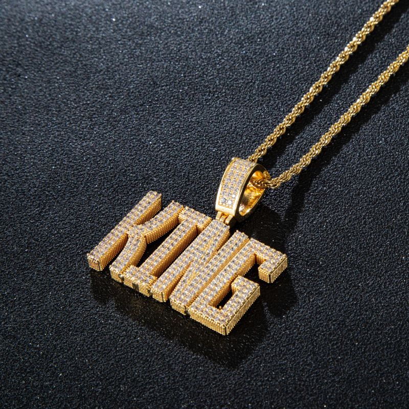 Women's Jewelry Cubic Zirconia Hip Hop Pendant Necklace With Solid Letter/Number Charms Letter Regular Script Font Combination Pendant Necklace_voghion.com