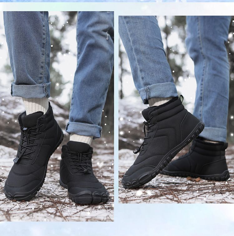 Winter Cotton Shoes Mid Tube Snow Boots Men's Hiking Shoes Non Slip Waterproof Bread Shoes Plus Velvet Warm Shoes_voghion.com