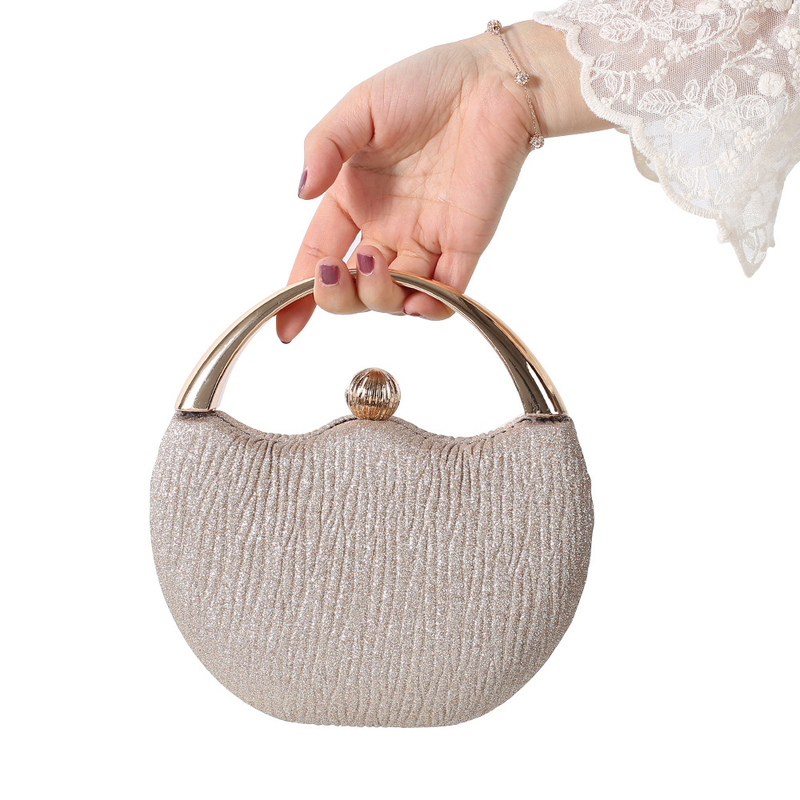 Nuova borsa rosa lucida per banchetti, borsa alla moda con perline per feste di nozze ad arco, borsa da sera_voghion.com