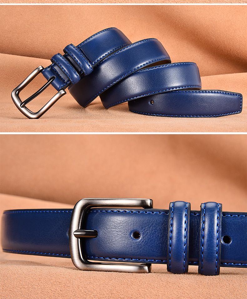 Unisex Herren Ledergürtel Business Herren Leder Casual Dornschließe Gürtel_voghion.com