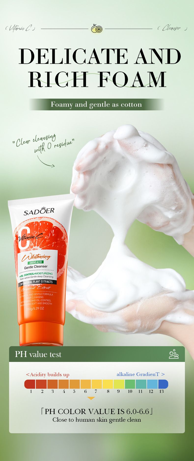 SADOER VC Brightening Cleansing Milk Series | 4-layer Fruit Extract Energy · Deep Cleansing · Universal (kiwi Fruit/citrus/grapefruit/lemon Optional)_voghion.com