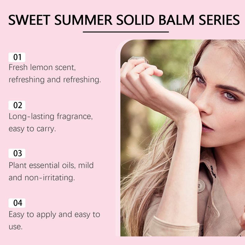 Série de baumes solides Sweet Summer, frais et élégants, laissent un parfum et dégagent du charme, baume solide de soin portable_voghion.com