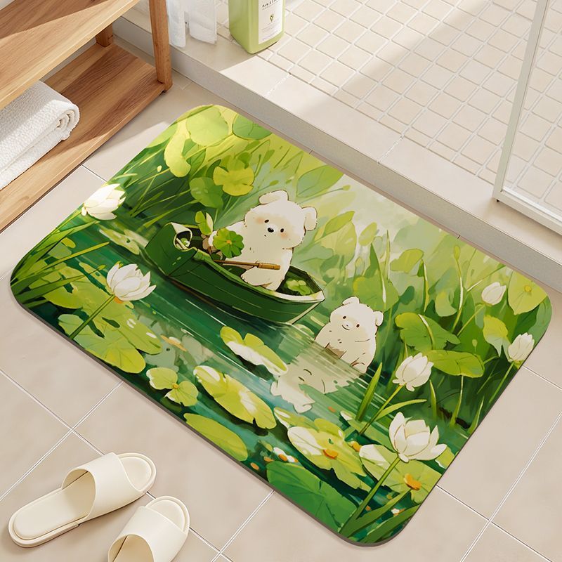 Tappetino antiscivolo per WC con motivo a cartoni animati, assorbente per il bagno, ad asciugatura rapida, per la porta del bagno_voghion.com