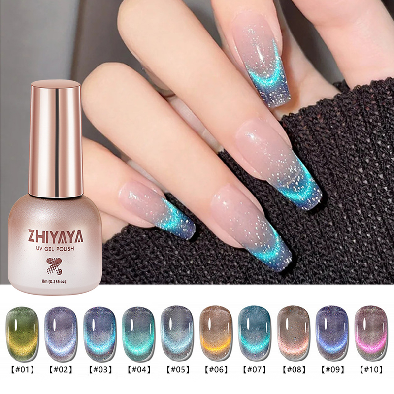 9D Flash Cat magnetisches Nagelgel holografischer semi-permanenter dynamischer Reflexions-Flash-Soap-Flash-Nagellack_voghion.com