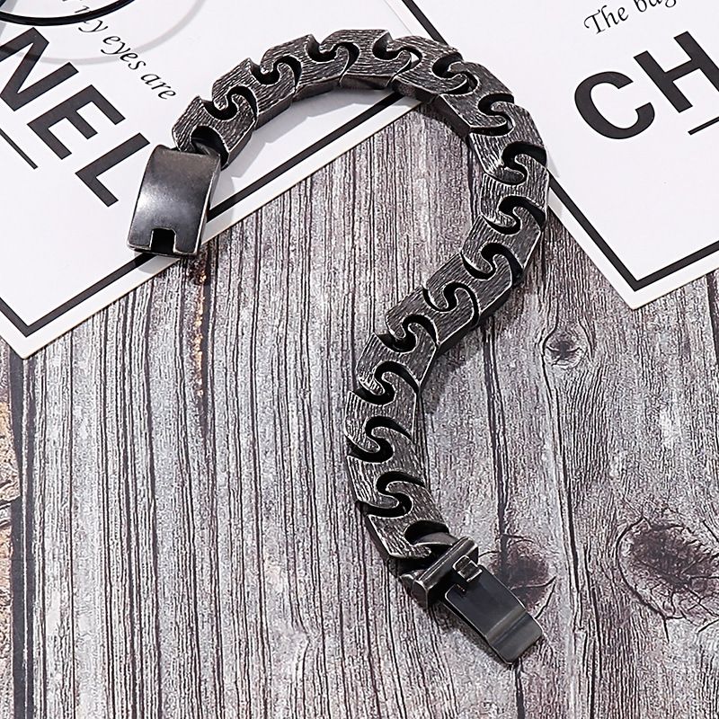 Herrenschmuck, Vintage, geometrisches Punk-Armband aus Titanstahl für Männer – minimalistisches Design, langlebig und stilvoll, Größen 7–11_voghion.com