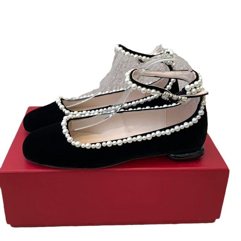 Scarpe da sposa da donna con tacco basso, in velluto, con fibbia quadrata e strass, stile cheongsam e perle, stile borghese_voghion.com