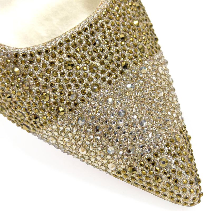 Shoe bag set combination with pointed striped rhinestones matching square handbag_voghion.com