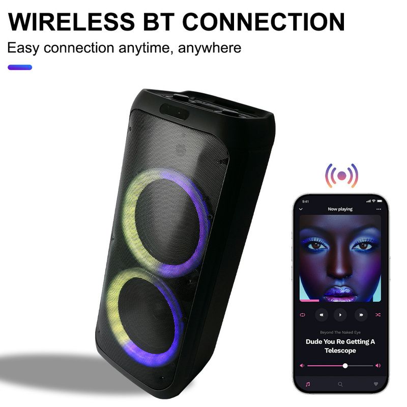ZQS10209 Nešiojamas „Bluetooth“ RGB diafragmos šviesos garso didelės galios dvigubas 8 colių žemųjų dažnių garsiakalbis_voghion.com