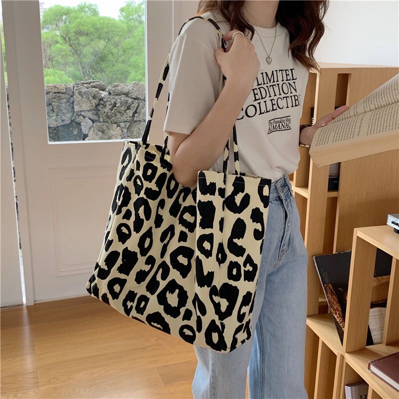 Borsa shopping coreana chic grande casual con tracolla leopardata da donna in tela nuova Bolsa Mujer_voghion.com
