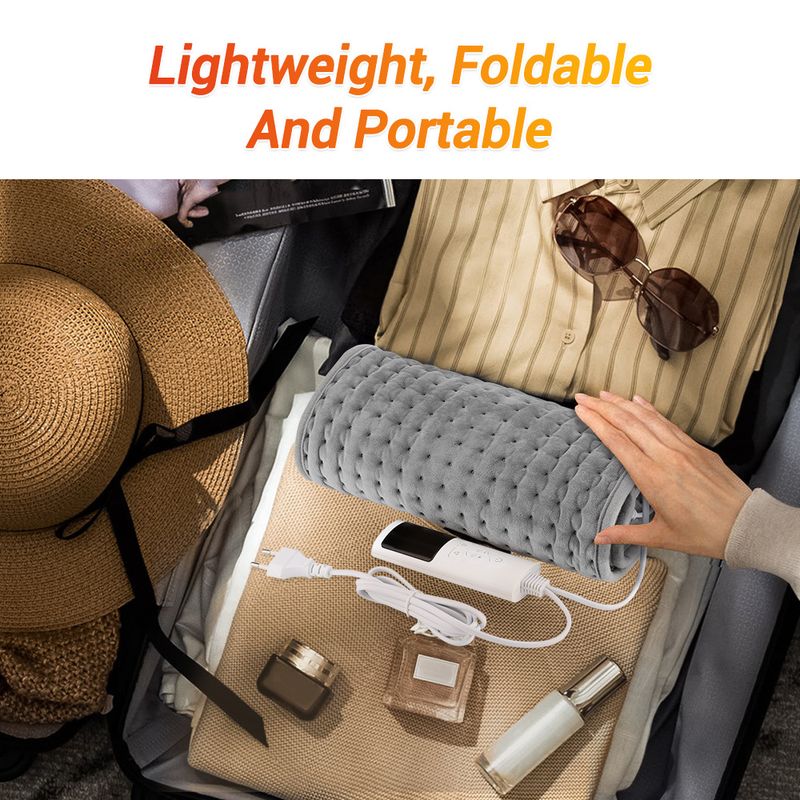 9-Level Electric Heating Pad – Ultra-Soft Thermal Blanket For Back & Waist Pain Relief (30x60cm, AC Powered, Adjustable Heat)_voghion.com