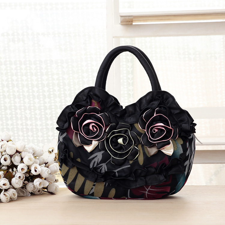 Mittelgroße neue Schlüsseltasche für Damen, koreanische Version der Damenhandtasche, einfarbige Damenhandtasche mit Reißverschluss aus Spitze._voghion.com