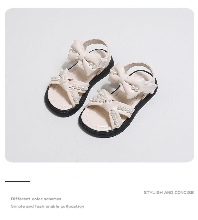 Mother & Kids Cross-border girls bow princess sandals 2024 summer new Korean soft-soled shoes children's open-toed beach shoes_voghion.com