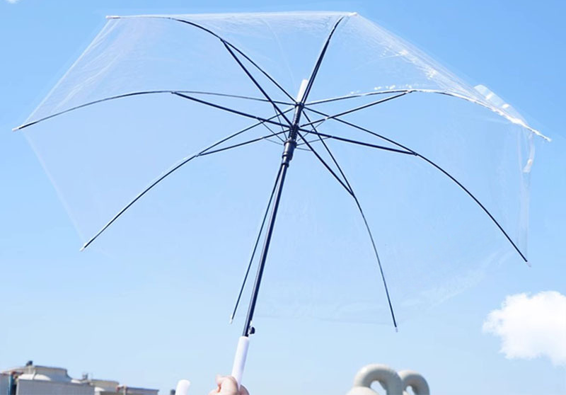 Transparenter Regenbogen mit langem Griff für Schüler, Kinder und Erwachsene, farbiger Regenschirm mit gerader Stange und 8-Knochen-Aufdruck_voghion.com