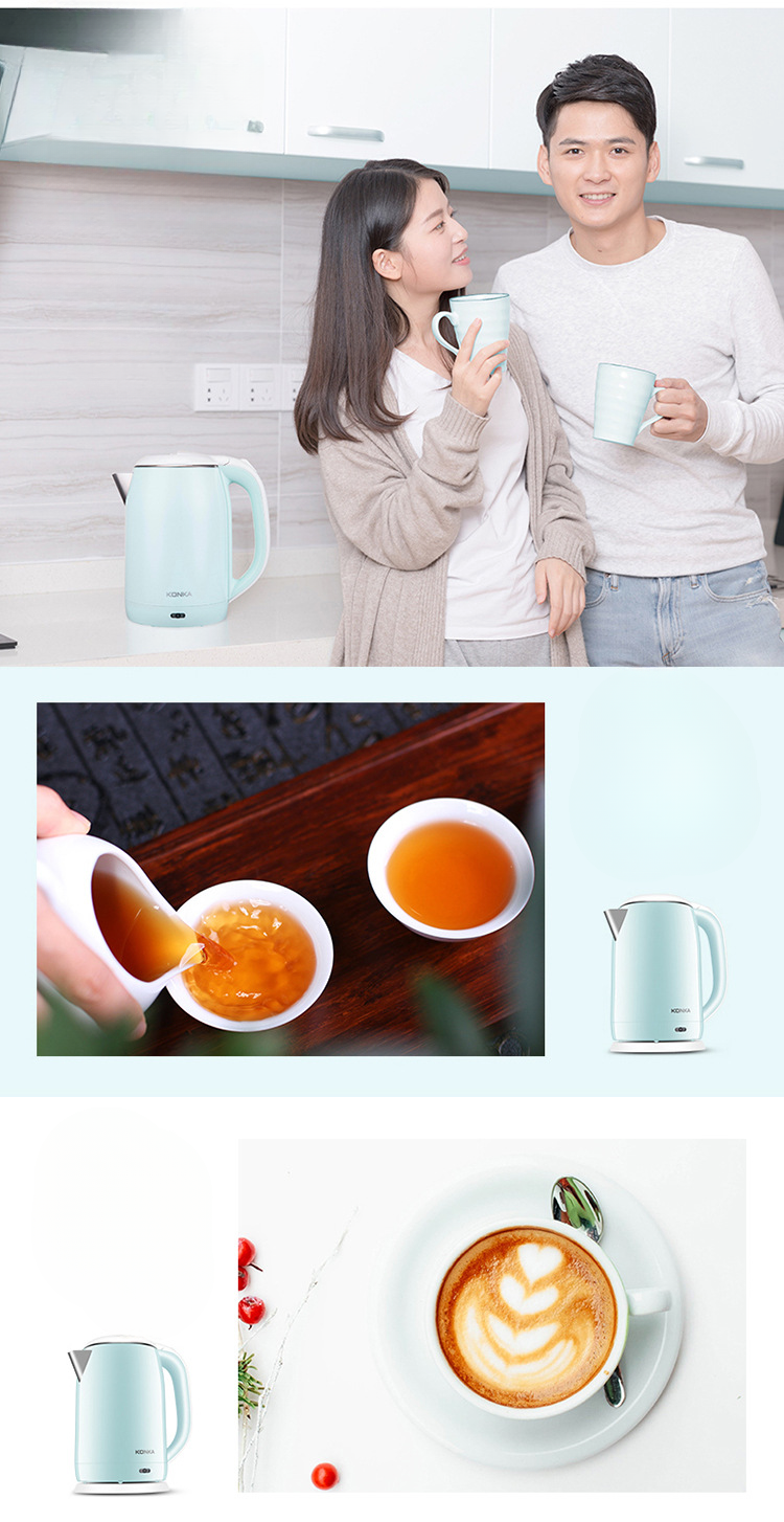 Ηλεκτρικός βραστήρας από ανοξείδωτο ατσάλι 304, ηλεκτρικός βραστήρας από ανοξείδωτο χάλυβα, νέος Konka's Home Hotel Μεγάλης χωρητικότητας Automatic Power Off Insulation 304_voghion.com