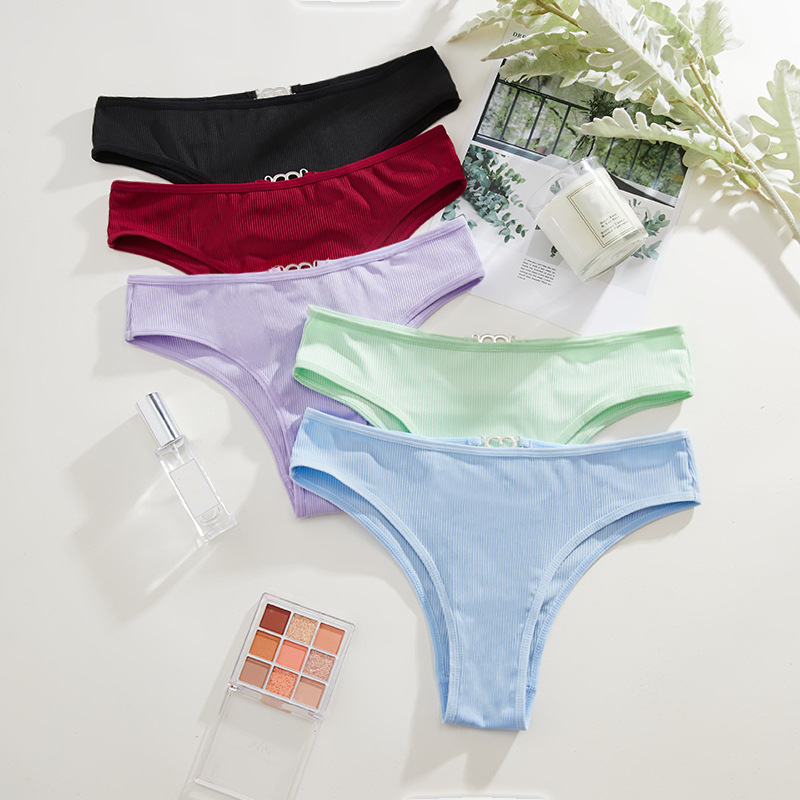 Underwear women's sexy hip lift soft knit mid-waist breathable comfortable micro elastic underwear_voghion.com