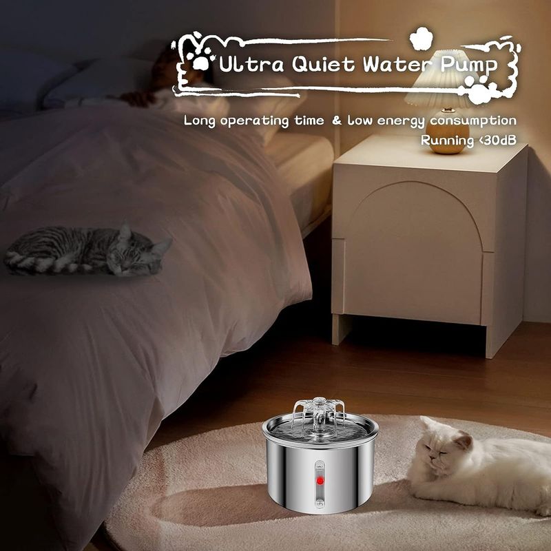 Pet stainless steel visual window, cat automatic dispenser, small flower fountain, intelligent water feeding supplies_voghion.com