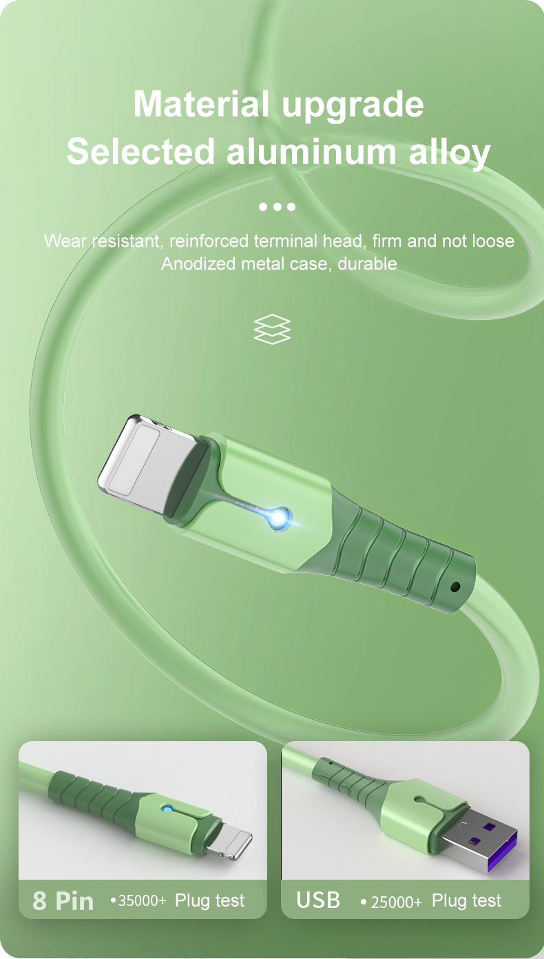5A 8-poliges USB-Kabel für iPhone 14 13 12 Mini 12 Pro Max X XR 11 XS 8 7 6s Flüssigsilikon-Ladekabel für Mo_voghion.com