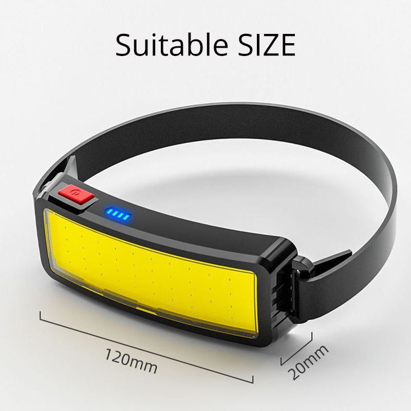 Lampada frontale transfrontaliera ad alta luminosità, faro COB ricaricabile, luce da lavoro per riparazioni montata sulla testa, illuminazione a LED per esterni W_voghion.com