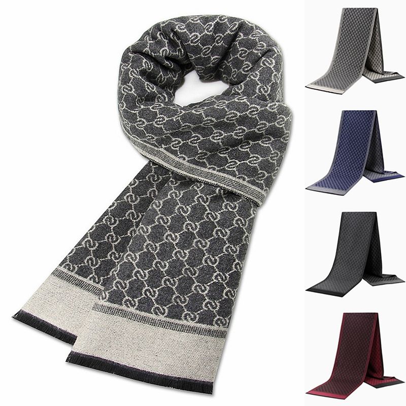 VOOTHOST Uomo Inverno Caldo Sciarpa di Lana per Uomo Sciarpe di Cashmere e Seta Casual Plaid Business Uomo Lungo Pashmina Scialli Muffler F0054_voghion.com
