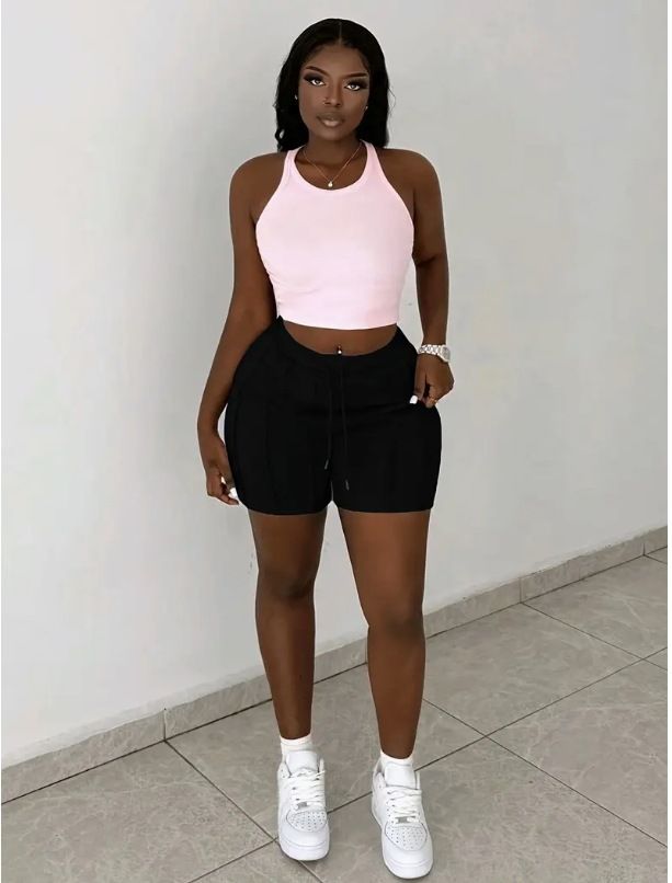 Vêtements pour femmes, loisirs d'été, sports, shorts à plis cure-dents sur le devant, pantalons de cyclisme, pantalons de sport, shorts gris clair_voghion.com