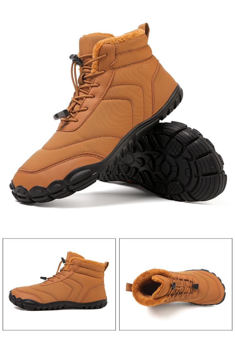 Winter Cotton Shoes Mid Tube Snow Boots Men's Hiking Shoes Non Slip Waterproof Bread Shoes Plus Velvet Warm Shoes_voghion.com