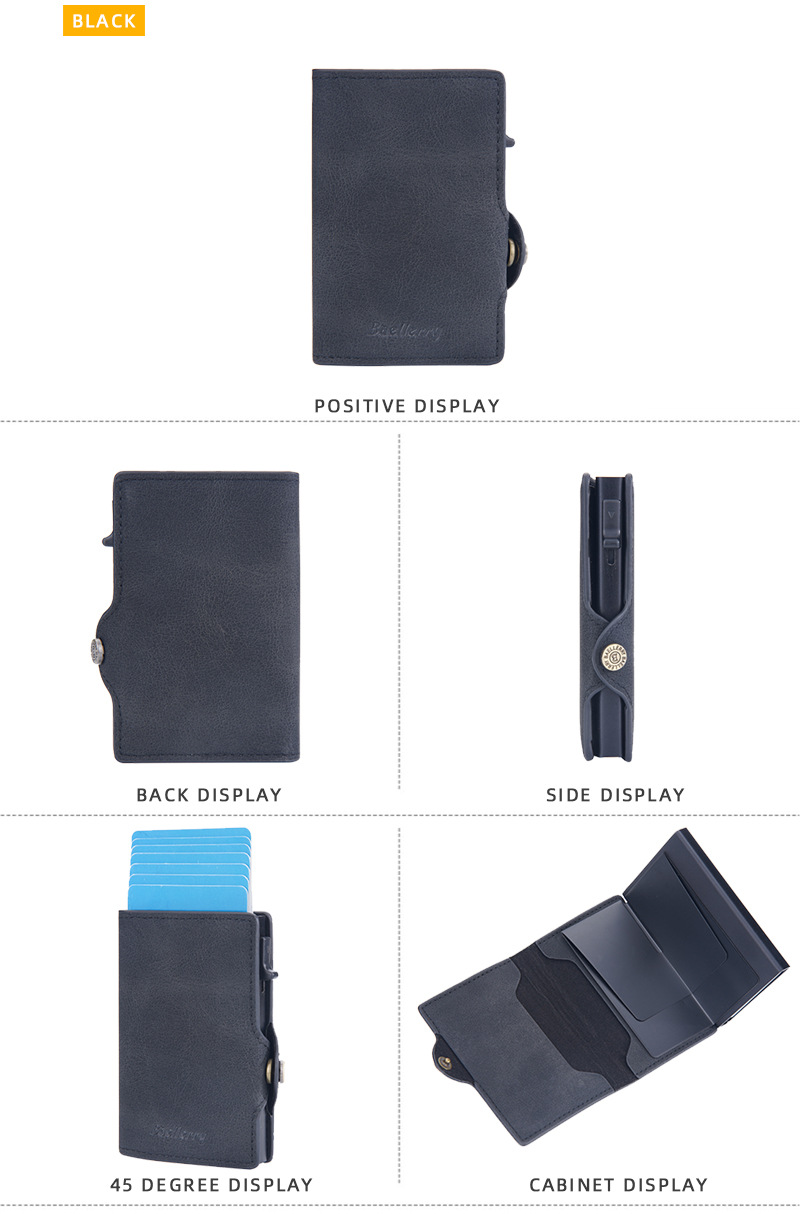 Baellerry Card Holder Buckle Side Push Anti-magnetesch an Anti-Déifst Card Holder Rfid Short Automatic Card Holder_voghion.com