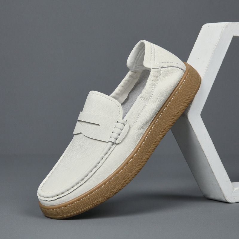 2025 Novos Sapatos Masculinos Respiráveis de Couro com Cabedal Macio e Respirável, Preguiçoso e Versátil Le Fu_voghion.com