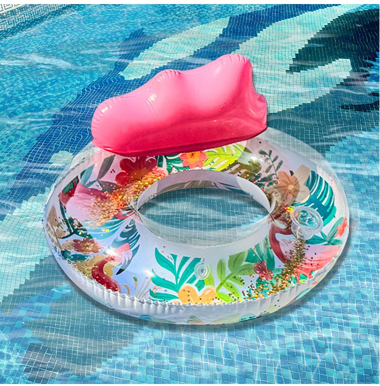 Glitter Flamingo Pool Float For Adults - Oversized Inflatable Lounger With Backrest & Cup Holder (Thickened PVC Supports 300lbs)_voghion.com