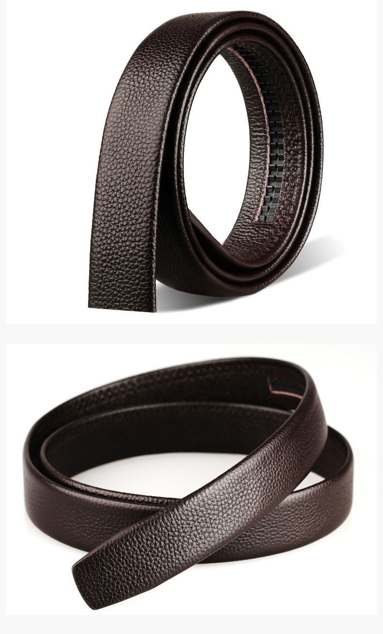 HOT Brand No 3.5cm Wide Genuine Leather Automatic Belt Body Strap Without Buckle Men Good Quality Belts 140 150 160cm_voghion.com
