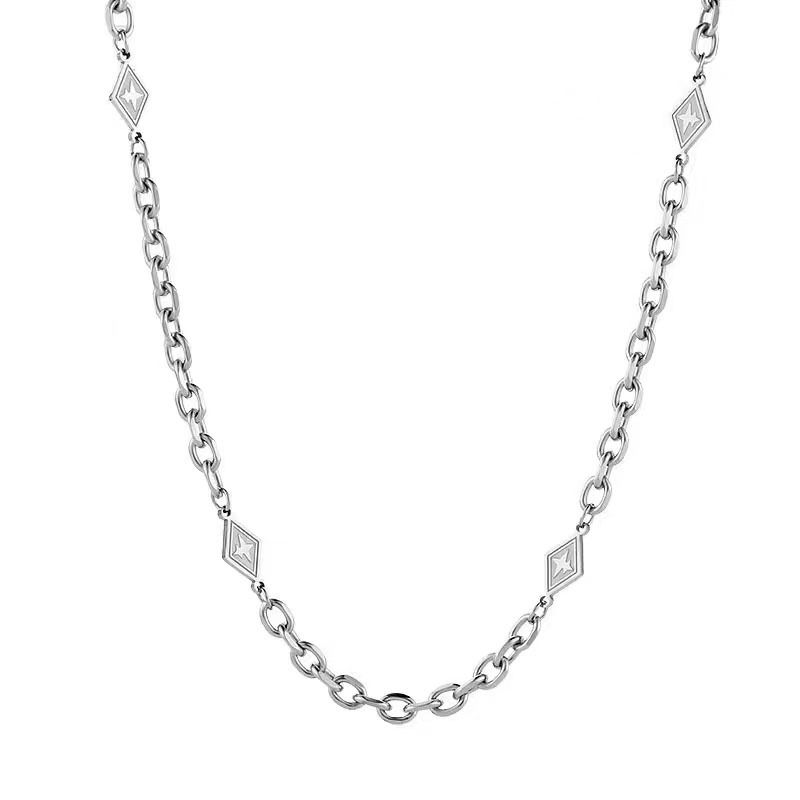 Naszyjnik z tytanu ze stali z diamentami w kształcie gwiazdy dla mężczyzn i kobiet, modna marka, bez blaknięcia, zimny trend, akcesoria do łańcuszków hip-hopowych, łańcuszek do swetra_voghion.com