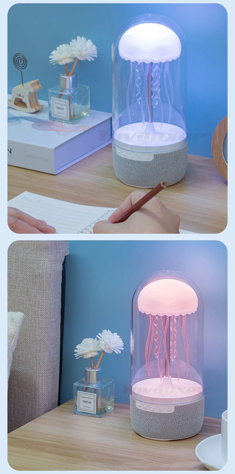 K19 Creative Portable Colorful Jellyfish Lamp Bluetooth Speaker HiFi Stereo 3D Surround Subwoofer Home Theater Sound_voghion.com