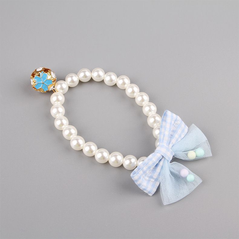 Collar de perlas para mascotas, collar elástico con lazo, joyería para gatos, osito de peluche, banda para el cuello para perros pequeños y medianos_voghion.com
