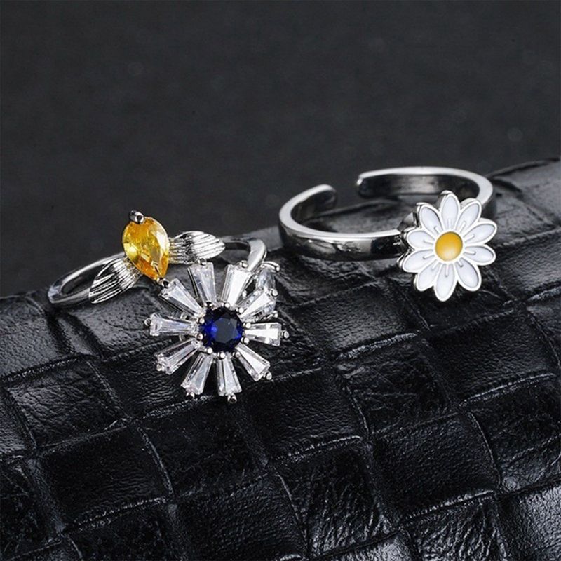 Bereit Lager Blume Biene Fidget Spinner Ring Angst Anillo Antiestres Ringe Edelstahl Ringen ustables Anneaux Penicien Bague_voghion.com