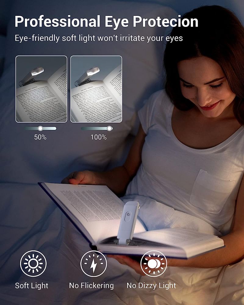 Luce di lettura con ricarica USB diretta, luce segnalibro portatile regolabile con clip_voghion.com