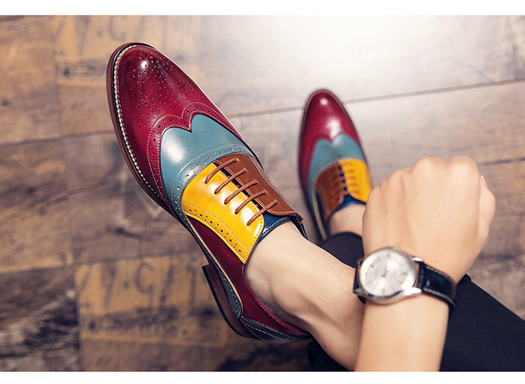 Vestido casual elegante de cuero con botas con cordones y punta puntiaguda para hombre_voghion.com